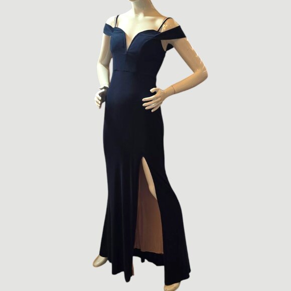 WINDSOR Navy Mallory Formal off the Shoulder Dress sz 5 - Picture 1 of 10